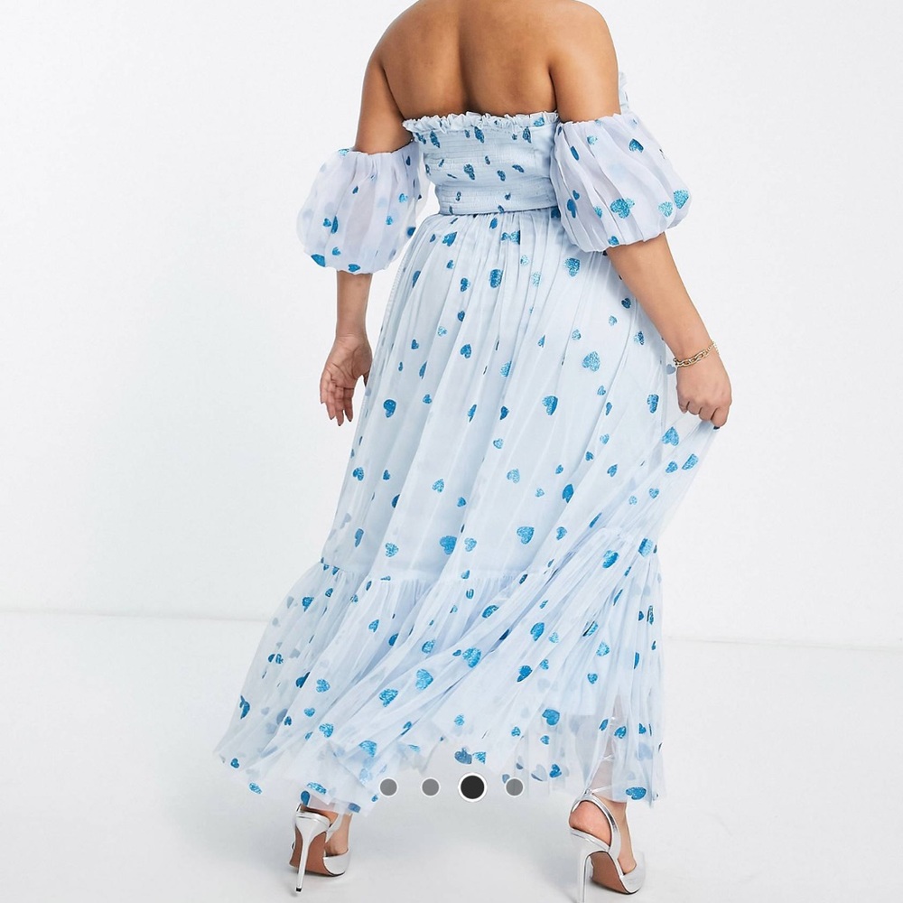 NWT - Asos Curve Lace and Beads Blue Heart Tulle Dress - Size UK 26 (US 22) - Picture 4 of 11